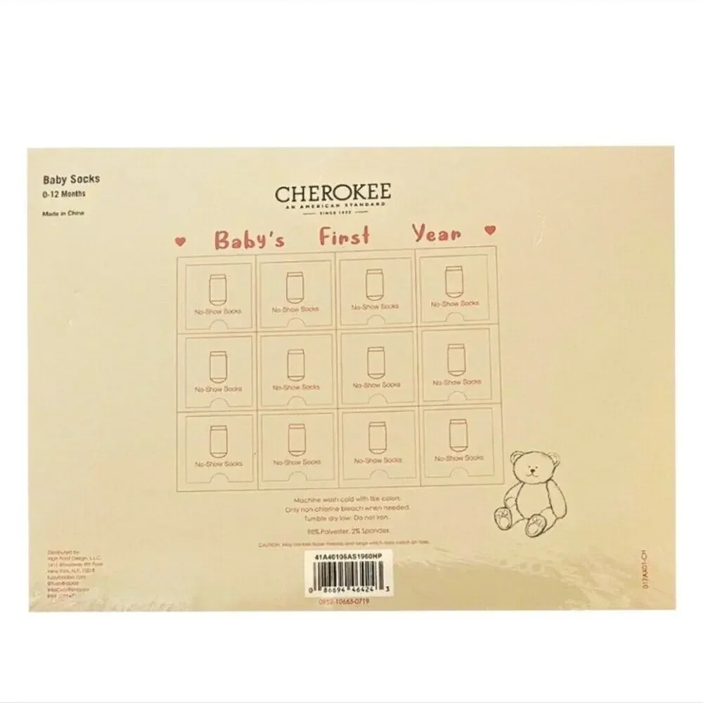 Cherokee Baby’s First Year No Show Socks Great Gift For‎ Baby Shower 12 Pairs